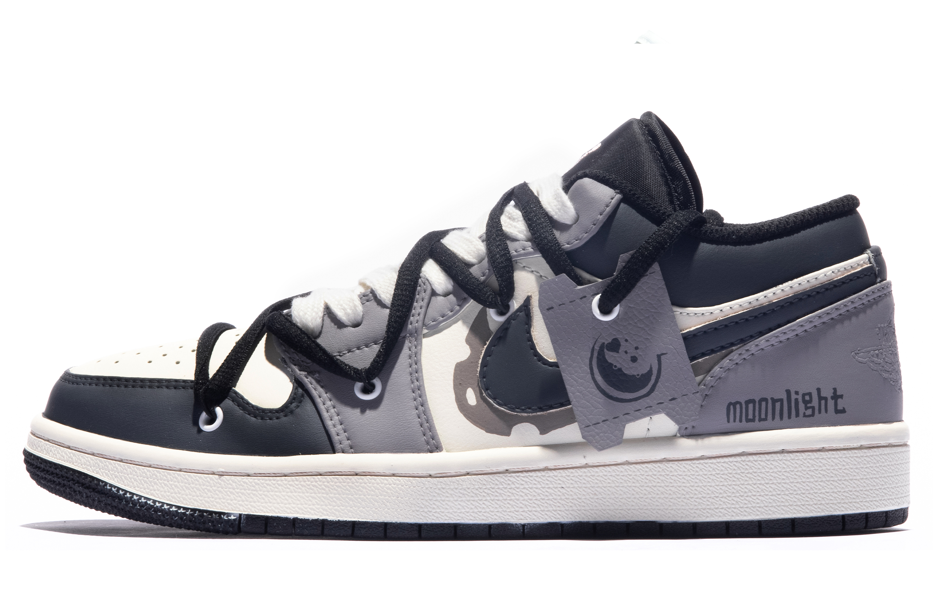 Order 【定制球鞋】Jordan Air Jordan 1 Low 特殊鞋盒 月色 情人節 復古 做舊 低幫 復古籃球鞋 男款 黑灰米