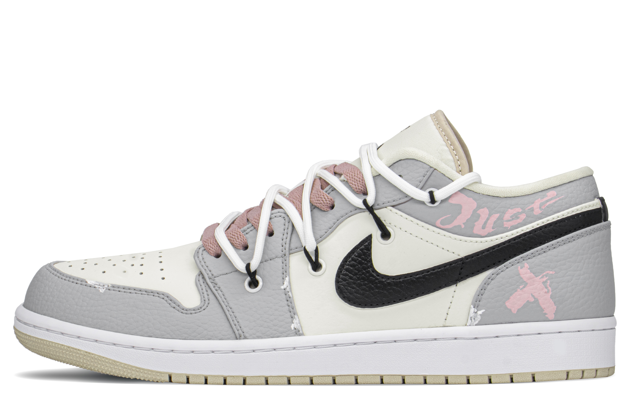 Buy [定制鞋] Air Jordan 1 低帮情人节解构黑白灰 FB7168-121(TeamA-AJ嘻哈泼墨S-BOX)