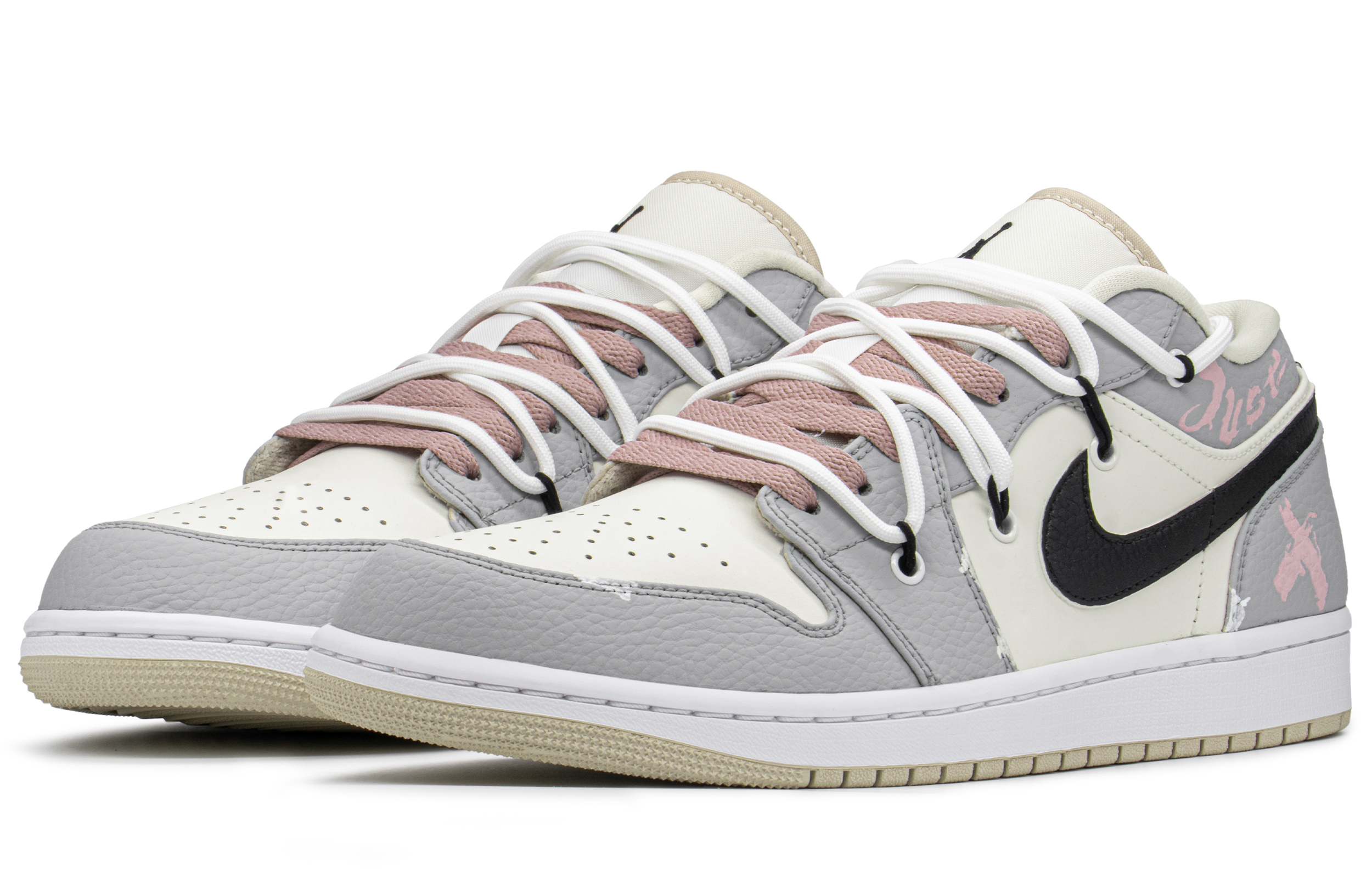 Lookbook [定制鞋] Air Jordan 1 低帮情人节解构黑白灰 FB7168-121(TeamA-AJ嘻哈泼墨S-BOX)