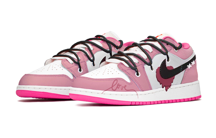 Shop [Kasut Custom] Air Jordan 1 Low 'Valentine's Day Deconstructed Love Merah Jambu Putih' DR9498-168(TeamS-情人节爱心S-BOX)