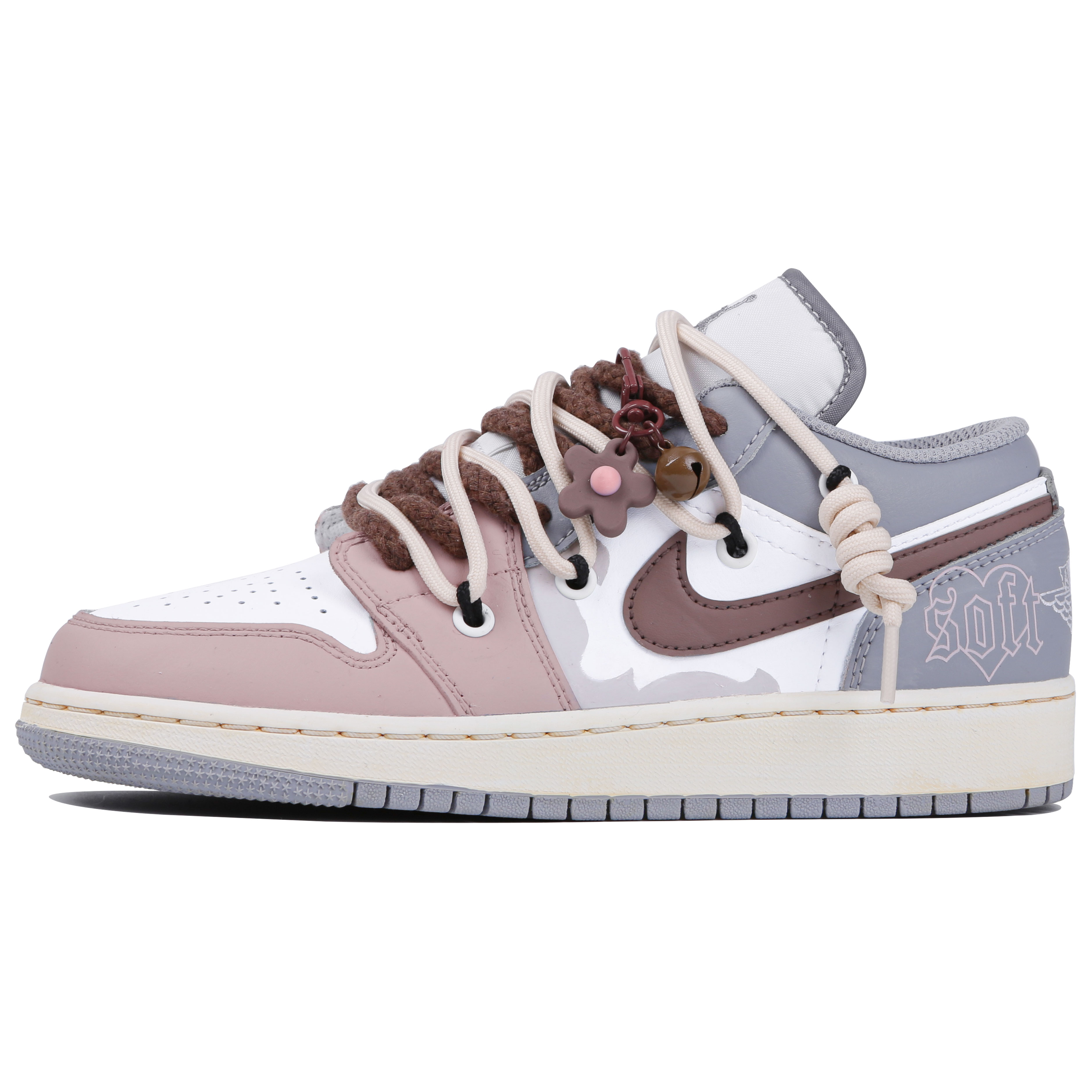 Buy [定制鞋] Air Jordan 1 Low '情人节灰粉色' 553560-053(Team4-女暗夜生花)
