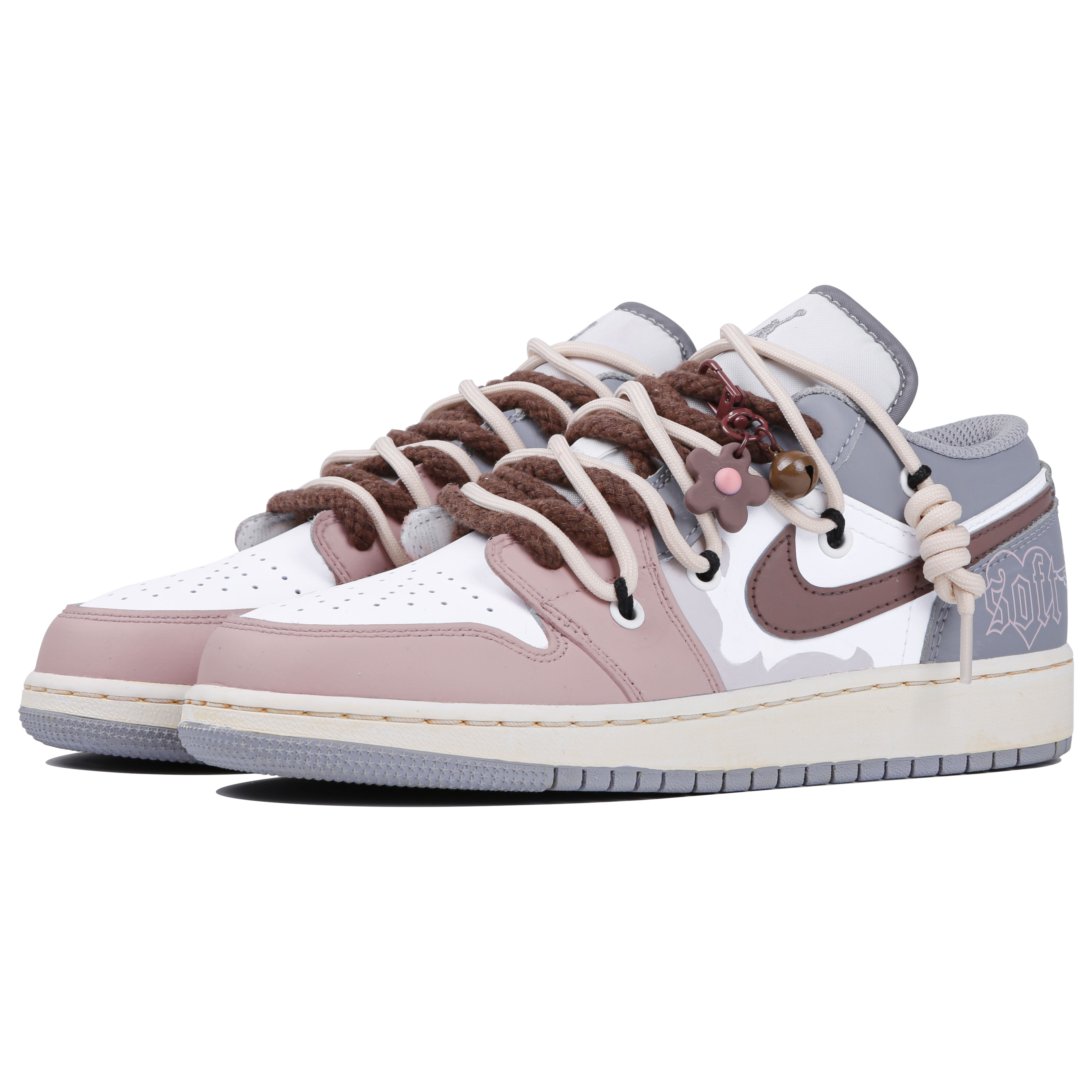 Lookbook [定制鞋] Air Jordan 1 Low '情人节灰粉色' 553560-053(Team4-女暗夜生花)
