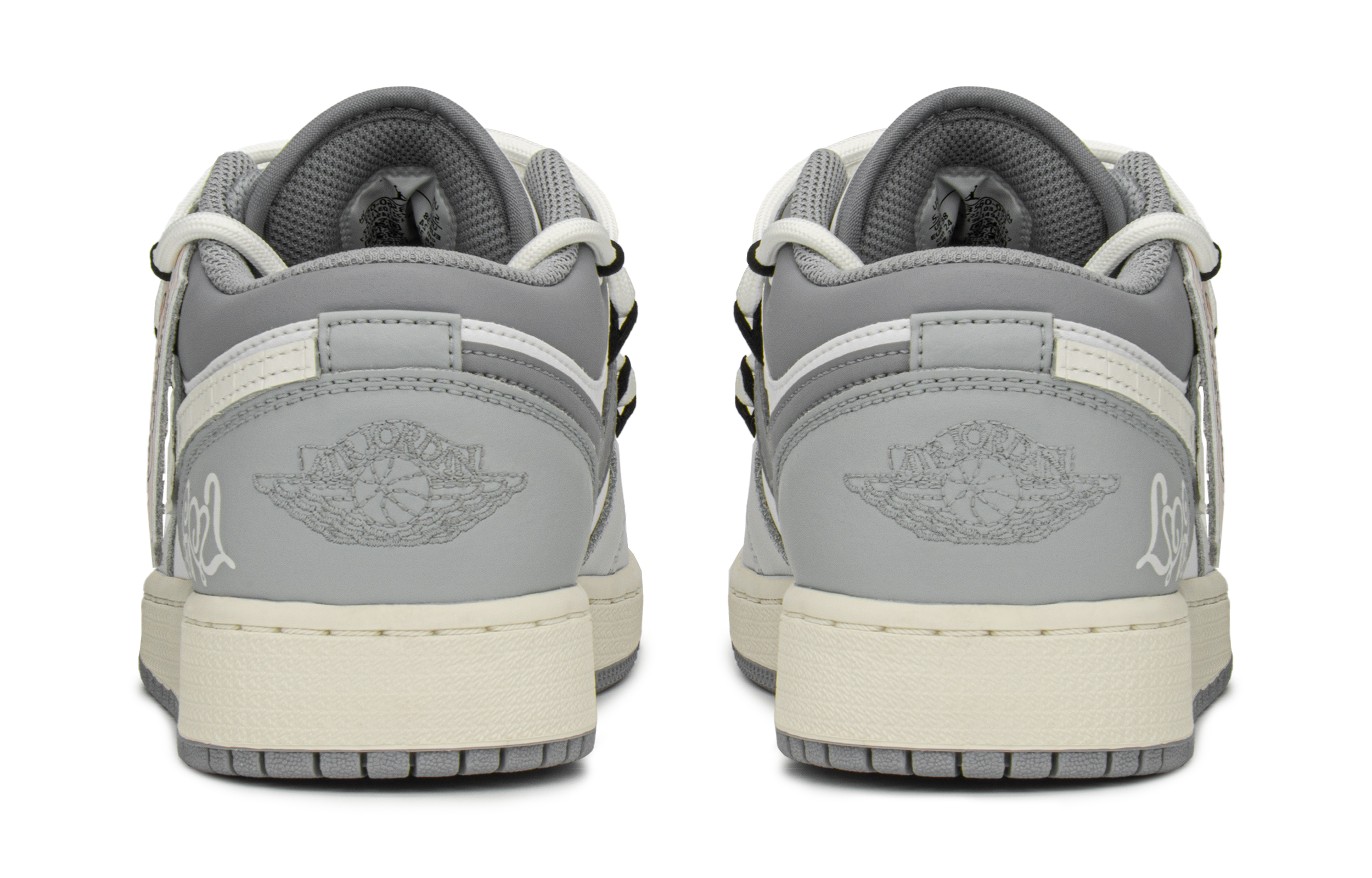 Purchase [Sepatu Kustom] Air Jordan 1 Low 'Valentine's Day Abu-Putih' 553560-053(TeamA-AJ恋语S-BOX)