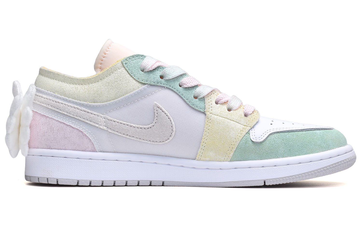 Order 에어 조던 1 로우 '발렌타인 마카롱' (핑크/옐로우/화이트) DN1635-100(TeamE-男款天使翅膀粉黄白BOX)