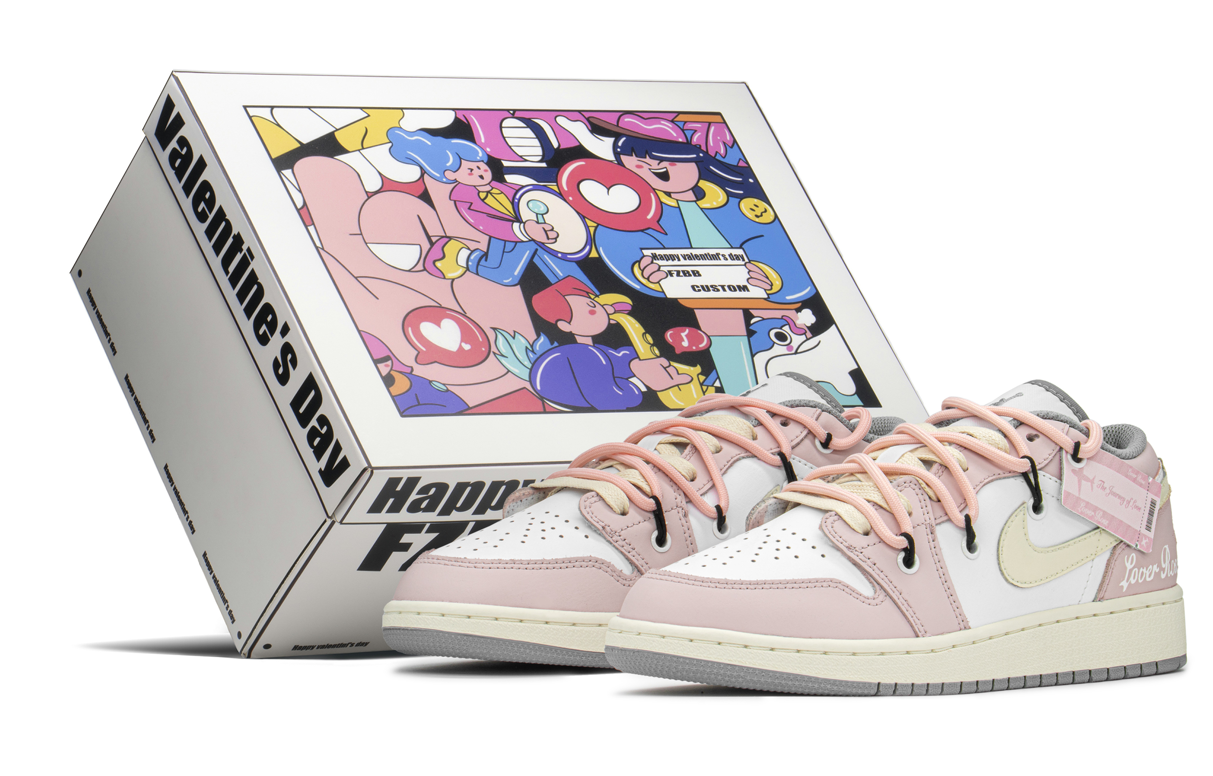 [Custom Shoes] Air Jordan 1 Low 'Valentine's Day Pink'