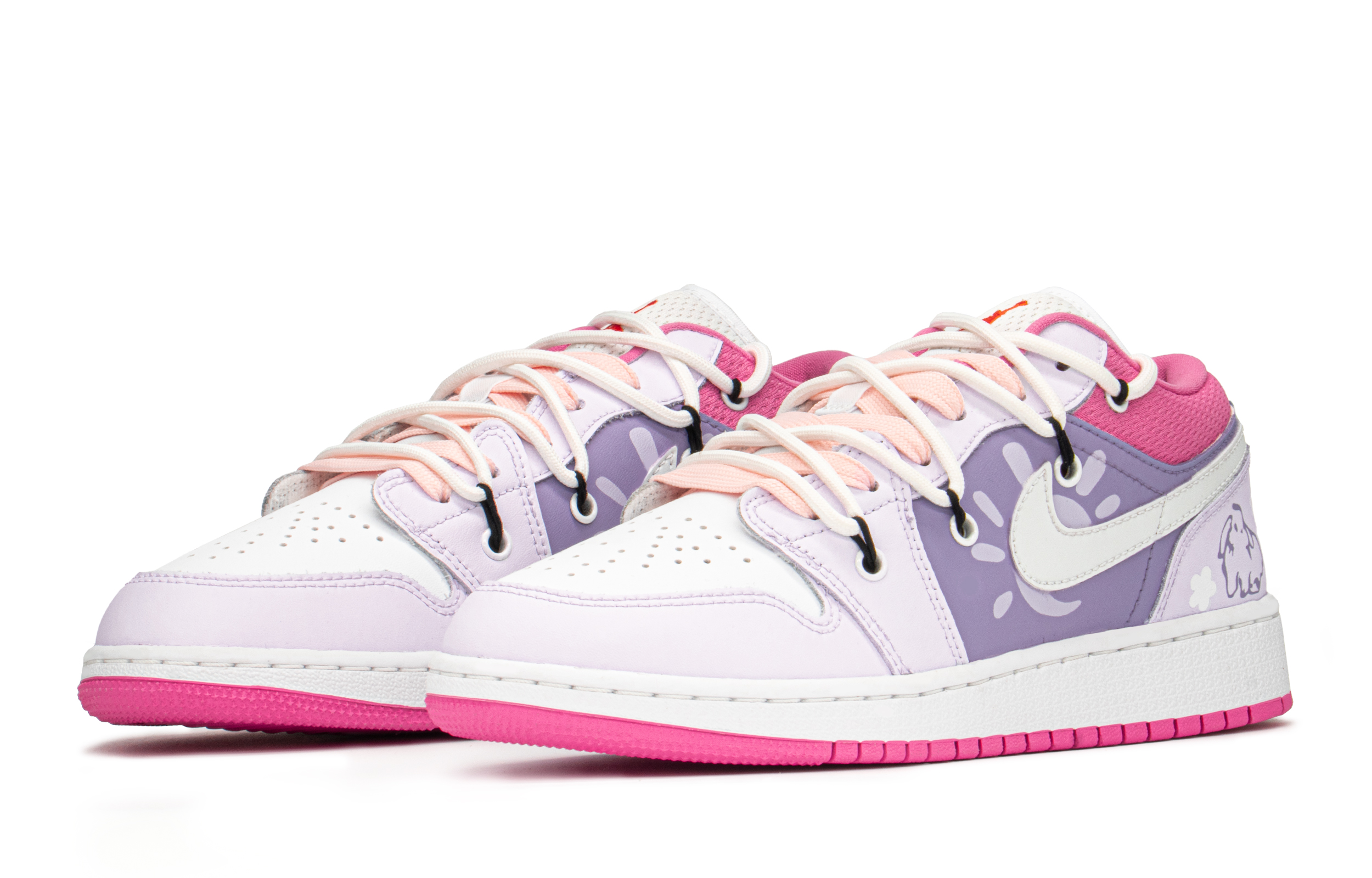 Shop [Kasut Kustom] Air Jordan 1 Low 'Hari Valentine Merah Jambu Ungu' DR9498-168(TeamA-AJ女粉兔子S-BOX)