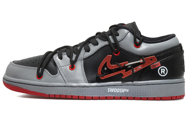 Buy [Zapatillas Personalizadas] Air Jordan 1 Low 'Varsity Red Cyberpunk' 553558-606(Team10-闪电钩男红黑)