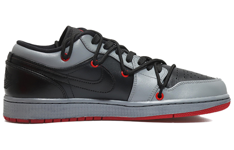 Order [Zapatillas Personalizadas] Air Jordan 1 Low 'Varsity Red Cyberpunk' 553558-606(Team10-闪电钩男红黑)