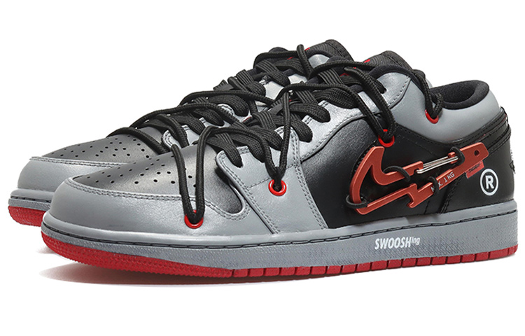 Lookbook [Zapatillas Personalizadas] Air Jordan 1 Low 'Varsity Red Cyberpunk' 553558-606(Team10-闪电钩男红黑)