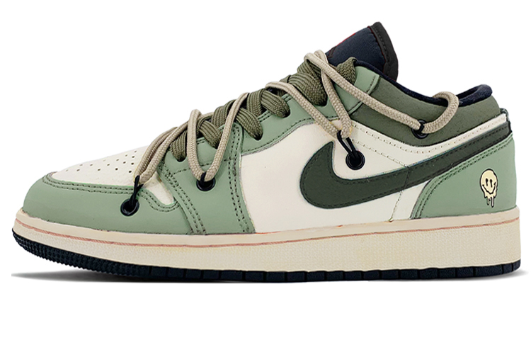 Order 커스텀 에어 조던 1 로우 '빈티지 그린 스마일 해골' 553558-062(TeamK-绿野仙踪)