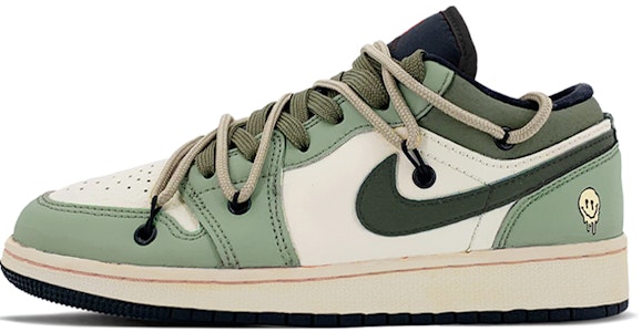 【訂製球鞋】Jordan Air Jordan 1 Low 解構鞋帶推薦 做舊 笑臉骷髏頭 低幫 復古籃球鞋 男款 墨綠 Order 【訂製球鞋】Jordan Air Jordan 1 Low 解構鞋帶推薦 做舊 笑臉骷髏頭 低幫 復古籃球鞋 男款 墨綠