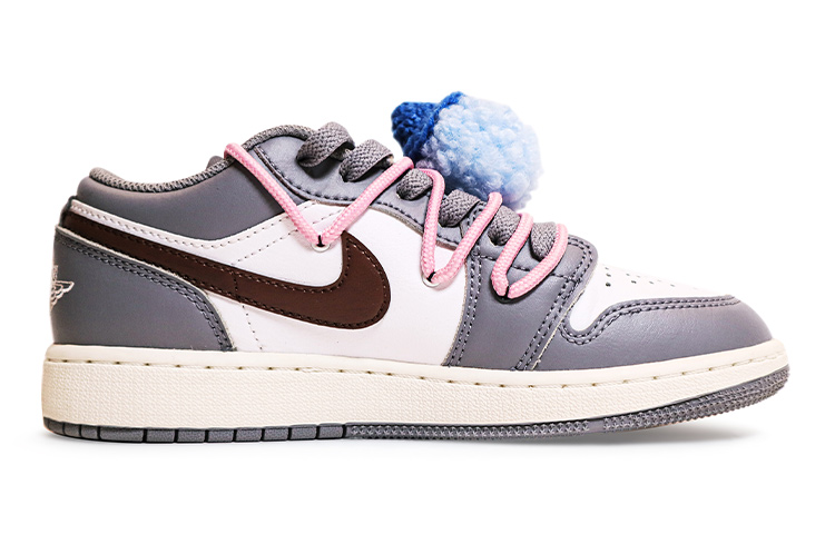 Order [Sepatu Custom] Air Jordan 1 Low 'Vintage Grey Natal' 553560-053(TeamX-圣诞款菱格灰棕色GS款)