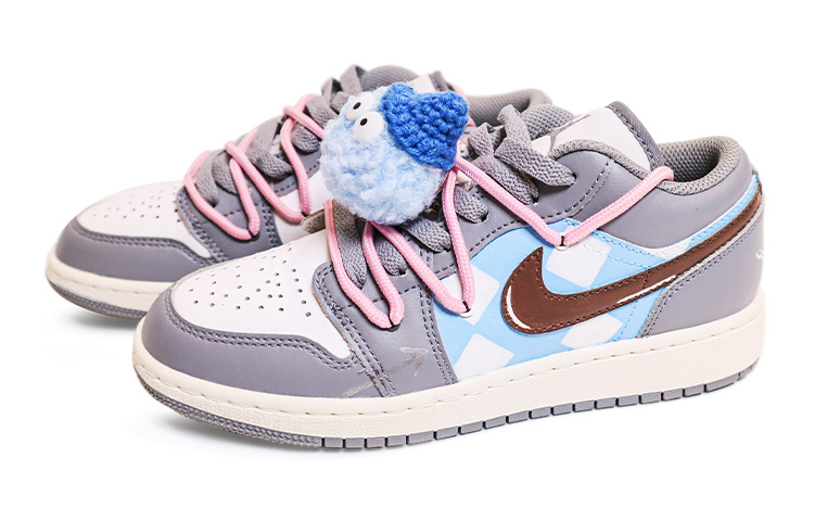 Lookbook [Sepatu Custom] Air Jordan 1 Low 'Vintage Grey Natal' 553560-053(TeamX-圣诞款菱格灰棕色GS款)