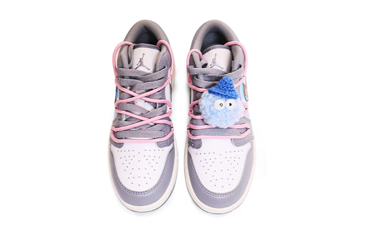 Shop [Sepatu Custom] Air Jordan 1 Low 'Vintage Grey Natal' 553560-053(TeamX-圣诞款菱格灰棕色GS款)