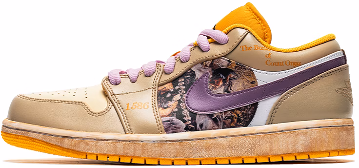 custom-shoes-air-jordan-1-low-vintage-oil-painting-earl-s-funeral