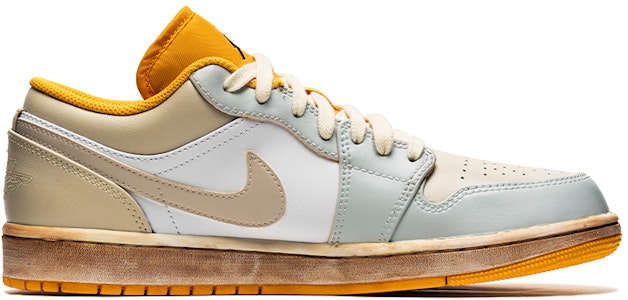 カスタムAJ1 ロー "ヴィンテージ油絵 白黄" 553558-701(TeamB-男款构图风C-BOX) Order カスタムAJ1 ロー "ヴィンテージ油絵 白黄" 553558-701(TeamB-男款构图风C-BOX)