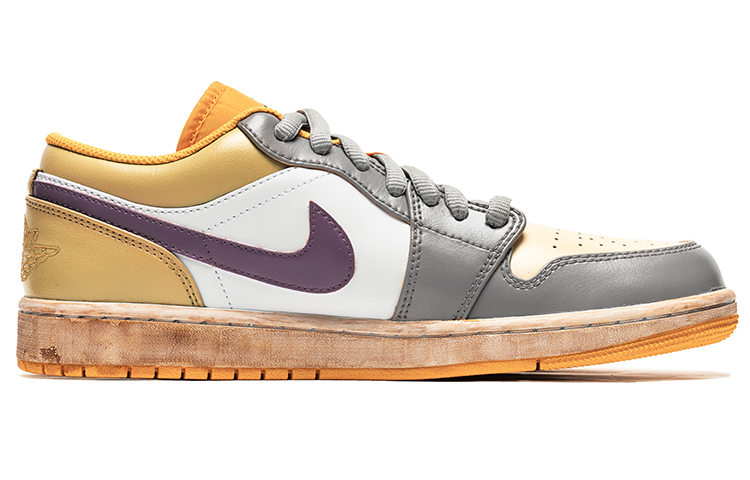 Order [Sepatu Kustom] Air Jordan 1 Low 'Lukisan Minyak Vintage - Kuning Putih' 553558-701(TeamB-男款雅典学院)