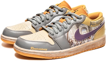 【定制球鞋】 Jordan Air Jordan 1 Low 野鶴製造 復古油畫主題 雅典學院 特殊定制款 鞋底做舊 低幫 復古籃球鞋 男款 白黃 Lookbook 【定制球鞋】 Jordan Air Jordan 1 Low 野鶴製造 復古油畫主題 雅典學院 特殊定制款 鞋底做舊 低幫 復古籃球鞋 男款 白黃