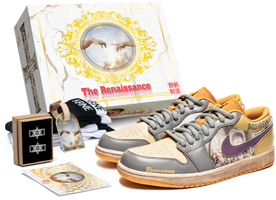 【客製化運動鞋】 Jordan Air Jordan 1 Low 野鶴製造 復古油畫主題 雅典學院 鞋底做舊 低筒 復古籃球鞋 男款 白黃 Buy 【客製化運動鞋】 Jordan Air Jordan 1 Low 野鶴製造 復古油畫主題 雅典學院 鞋底做舊 低筒 復古籃球鞋 男款 白黃