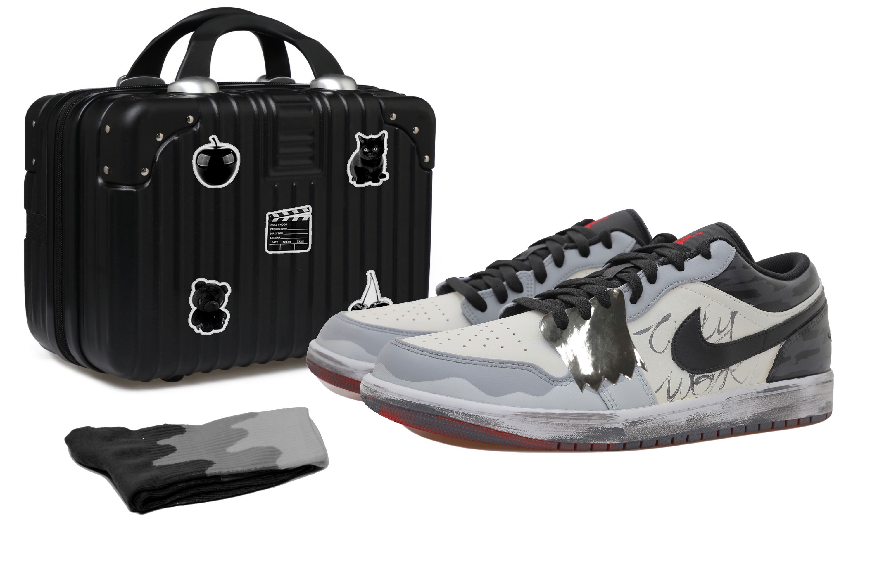 Buy 커스텀 에어 조던 1 로우 '빈티지 섀도우' (Custom Air Jordan 1 Low 'Vintage Shadow') 553558-066(Team拾玖-酷银做旧S-BOX)