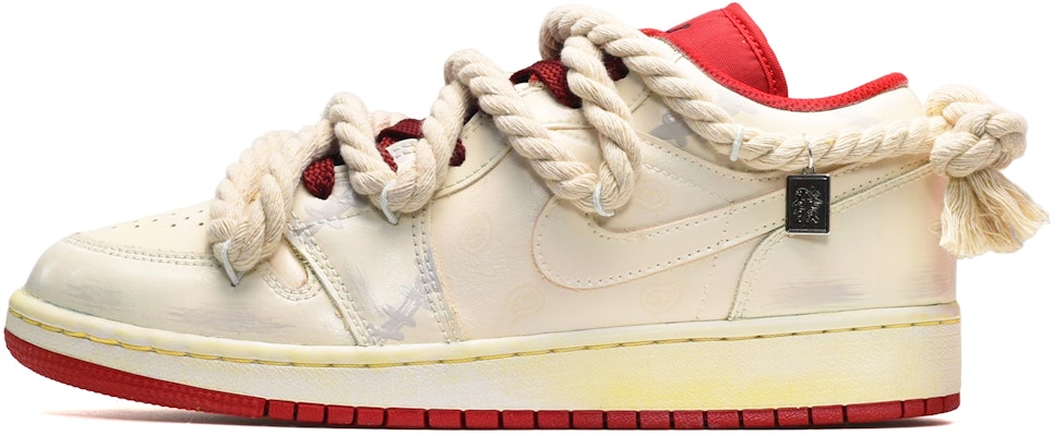 【訂製球鞋】 Jordan Air Jordan 1 Low 做舊風 籐蔓暗紋 低筒 復古籃球鞋 GS 黃灰 Buy 【訂製球鞋】 Jordan Air Jordan 1 Low 做舊風 籐蔓暗紋 低筒 復古籃球鞋 GS 黃灰