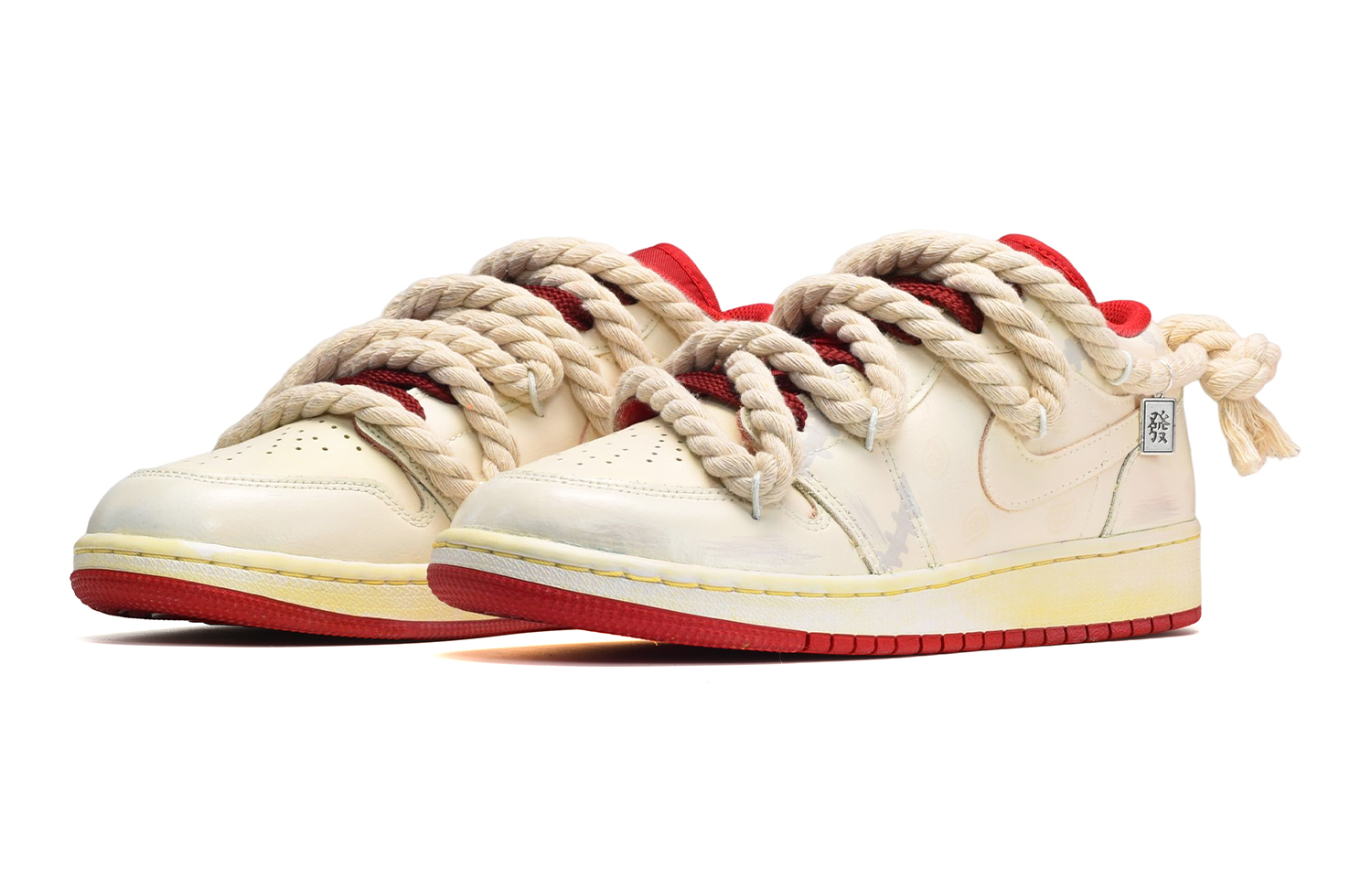 Lookbook [Sepatu Custom] Air Jordan 1 Low 'Vintage Vine Kuning Abu-Abu' 553560-163(TeamE-女款暗纹黄灰)