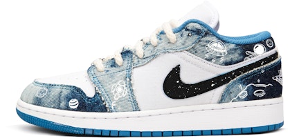 【訂製球鞋】Jordan Air Jordan 1 Low "Washed Denim" 太空人塗鴉 低筒 復古籃球鞋 GS 白藍 Buy 【訂製球鞋】Jordan Air Jordan 1 Low "Washed Denim" 太空人塗鴉 低筒 復古籃球鞋 GS 白藍