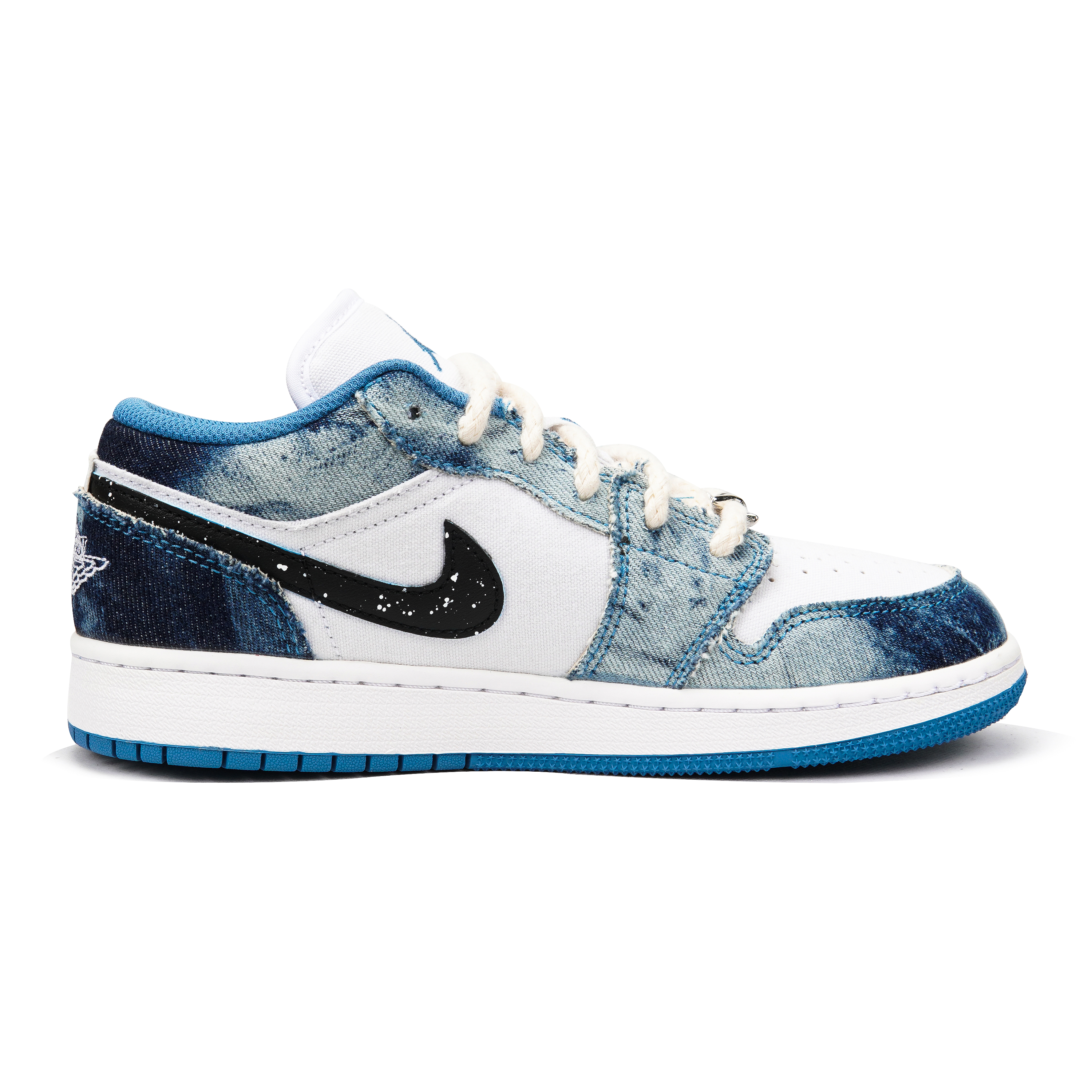 Order 【訂製球鞋】Jordan Air Jordan 1 Low "Washed Denim" 太空人塗鴉 低筒 復古籃球鞋 GS 白藍