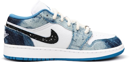 【訂製球鞋】Jordan Air Jordan 1 Low "Washed Denim" 太空人塗鴉 低筒 復古籃球鞋 GS 白藍 Order 【訂製球鞋】Jordan Air Jordan 1 Low "Washed Denim" 太空人塗鴉 低筒 復古籃球鞋 GS 白藍
