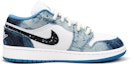 Order 【訂製球鞋】Jordan Air Jordan 1 Low "Washed Denim" 太空人塗鴉 低筒 復古籃球鞋 GS 白藍