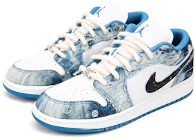 【訂製球鞋】Jordan Air Jordan 1 Low "Washed Denim" 太空人塗鴉 低筒 復古籃球鞋 GS 白藍 Lookbook 【訂製球鞋】Jordan Air Jordan 1 Low "Washed Denim" 太空人塗鴉 低筒 復古籃球鞋 GS 白藍
