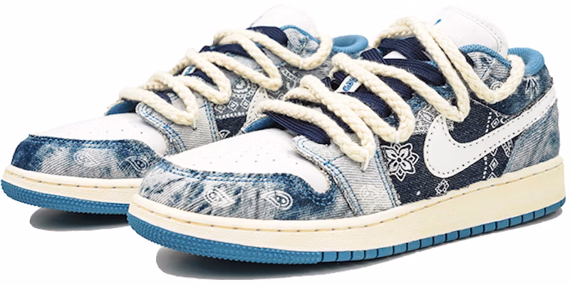커스텀 에어 조던 1 로우 '데님 페이즐리' DM8947-100(Team27-女款牛仔腰果花水洗蓝) Lookbook 커스텀 에어 조던 1 로우 '데님 페이즐리' DM8947-100(Team27-女款牛仔腰果花水洗蓝)