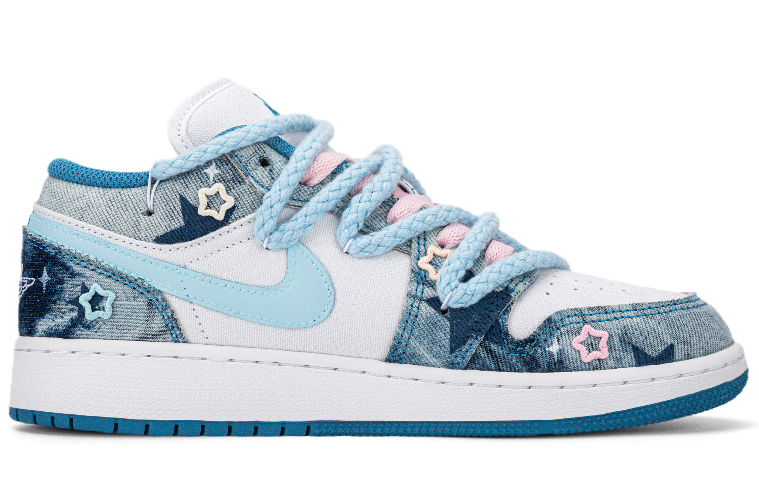 Order [カスタムシューズ] エアジョーダン1 ロー 'ウォッシュデニム ホワイト-ブルー' DM8947-100-460049 DM8947-100-460049