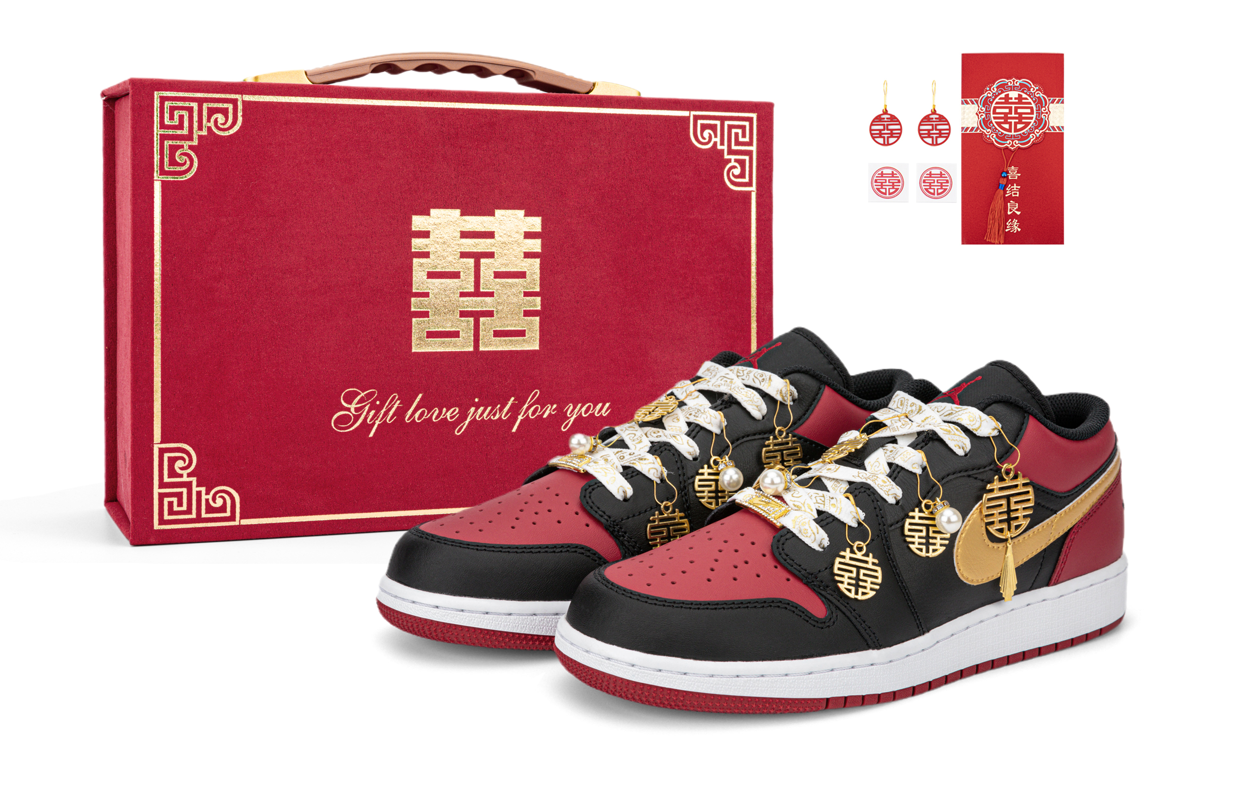 Buy [Zapatillas Personalizadas] Air Jordan 1 Low 'Boda Rojo Blanco' 553560-066-478340