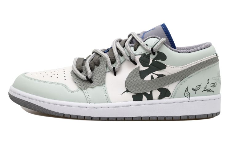 Order 【定制球鞋】Jordan Air Jordan 1 Low OKHR 中國風 西湖龍井 茶葉 編織貼 麻繩 解構風 低幫 復古籃球鞋 GS 米綠