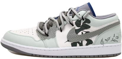 【定制球鞋】Jordan Air Jordan 1 Low OKHR 中國風 西湖龍井 茶葉 編織貼 麻繩 解構風 低幫 復古籃球鞋 GS 米綠 Order 【定制球鞋】Jordan Air Jordan 1 Low OKHR 中國風 西湖龍井 茶葉 編織貼 麻繩 解構風 低幫 復古籃球鞋 GS 米綠