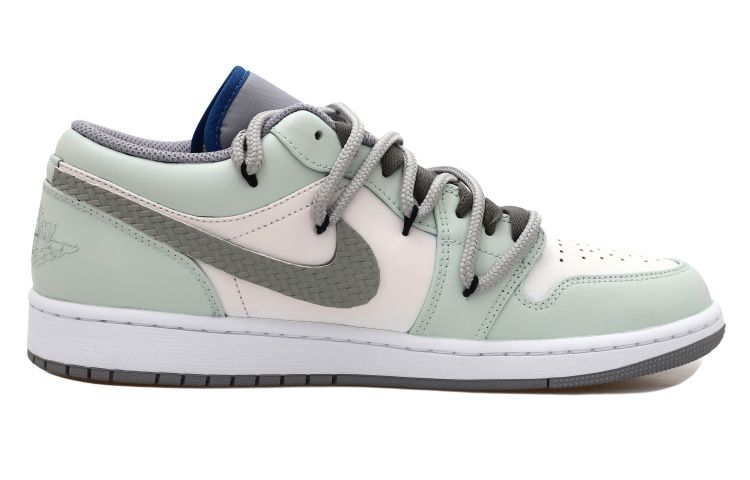 Lookbook 【定制球鞋】Jordan Air Jordan 1 Low OKHR 中國風 西湖龍井 茶葉 編織貼 麻繩 解構風 低幫 復古籃球鞋 GS 米綠