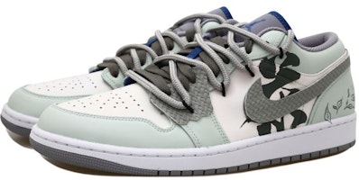 【定制球鞋】Jordan Air Jordan 1 Low OKHR 中國風 西湖龍井 茶葉 編織貼 麻繩 解構風 低幫 復古籃球鞋 GS 米綠 Shop 【定制球鞋】Jordan Air Jordan 1 Low OKHR 中國風 西湖龍井 茶葉 編織貼 麻繩 解構風 低幫 復古籃球鞋 GS 米綠