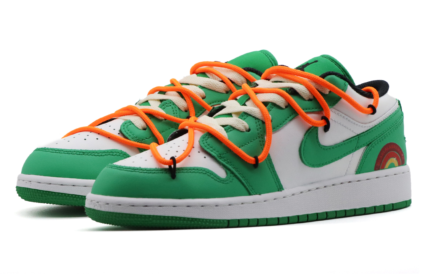 Lookbook [Kasut Custom] Air Jordan 1 Low 'Putih-Hijau Pelangi' 553560-065(Team57-女款彩虹)