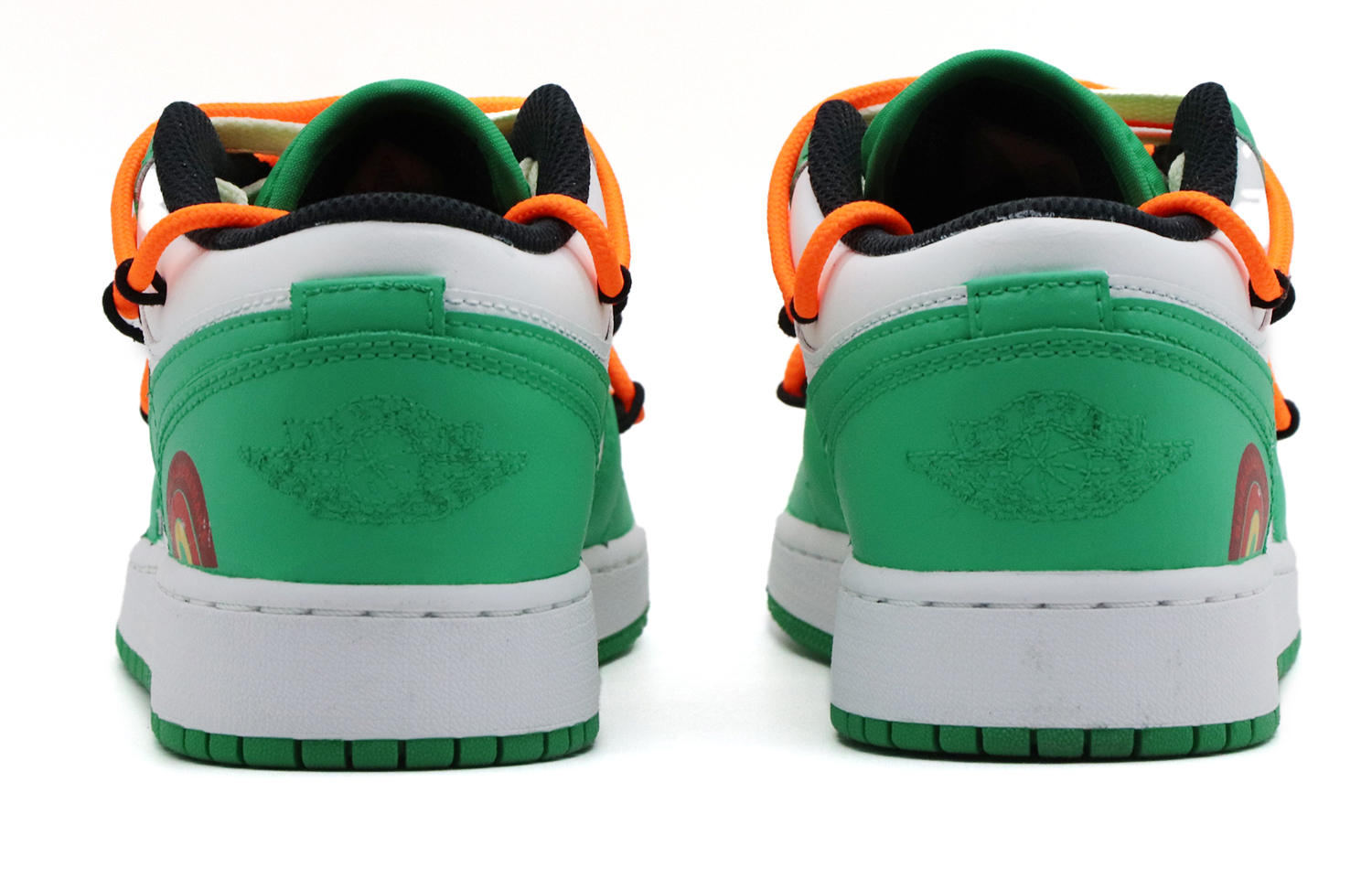 Shop [Kasut Custom] Air Jordan 1 Low 'Putih-Hijau Pelangi' 553560-065(Team57-女款彩虹)