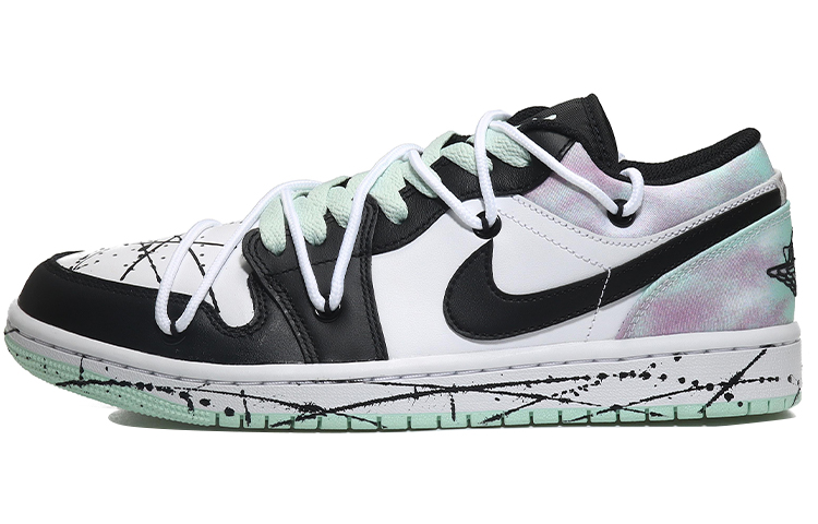 Buy [Sepatu Custom] Air Jordan 1 Low 'Putih Hitam Hijau Grafiti' DM1199-100(Team10-泼墨)