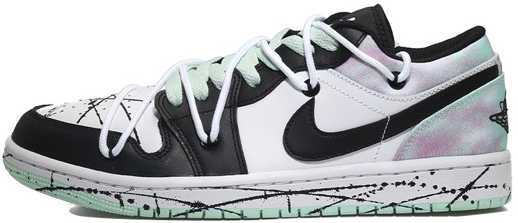 custom-shoes-air-jordan-1-low-white-black-green-graffiti