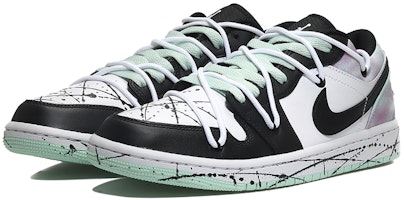 커스텀 에어 조던 1 로우 '화이트 블랙 그린 그래피티' DM1199-100(Team10-泼墨) Lookbook 커스텀 에어 조던 1 로우 '화이트 블랙 그린 그래피티' DM1199-100(Team10-泼墨)