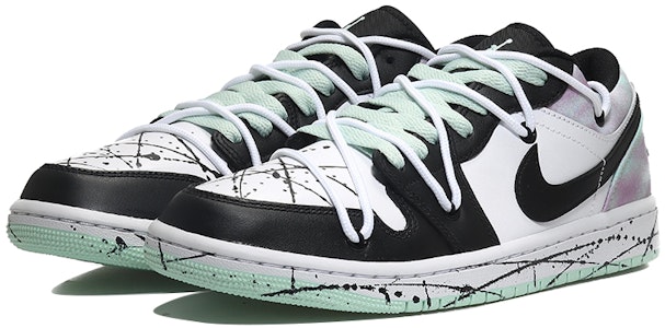 【訂製球鞋】Jordan Air Jordan 1 Low 塗鴉潑墨 個性潮流 低幫 復古籃球鞋 男款 白黑綠 Lookbook 【訂製球鞋】Jordan Air Jordan 1 Low 塗鴉潑墨 個性潮流 低幫 復古籃球鞋 男款 白黑綠