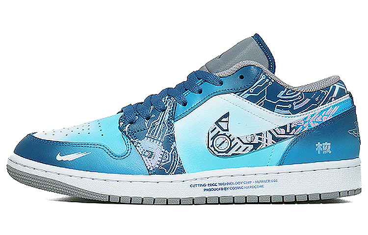 Buy [Sepatu Custom] Air Jordan 1 Low 'Putih Biru' 553558-412(Team10-未来科技)