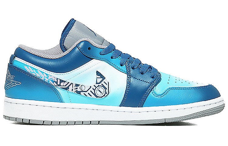 Order [Sepatu Custom] Air Jordan 1 Low 'Putih Biru' 553558-412(Team10-未来科技)