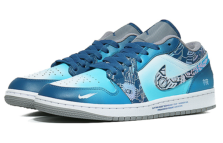 Lookbook [Sepatu Custom] Air Jordan 1 Low 'Putih Biru' 553558-412(Team10-未来科技)