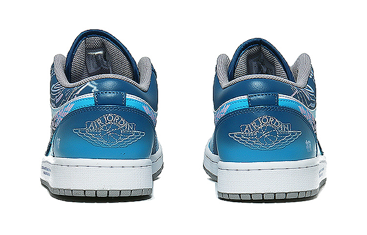 Purchase [Sepatu Custom] Air Jordan 1 Low 'Putih Biru' 553558-412(Team10-未来科技)