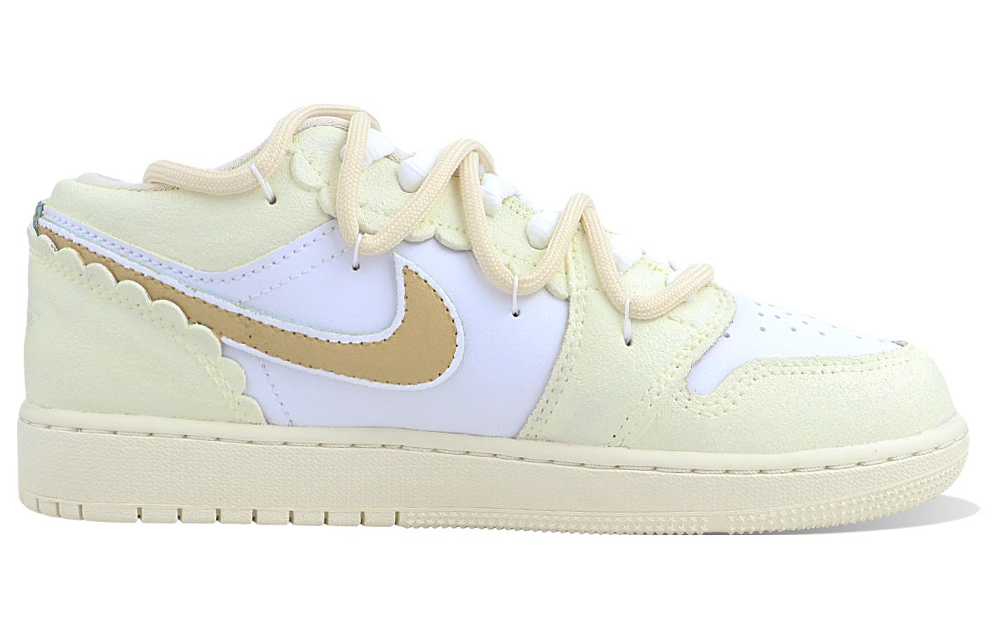 Order [Sepatu Kustom] Air Jordan 1 Low 'Putih Kuning Lembut' DZ5356-800(Team123-酷跑小狗)