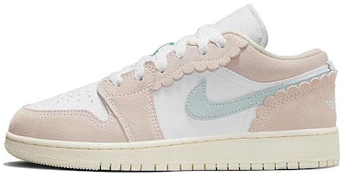 【定製籃球鞋】 Jordan Air Jordan 1 天使之翼 兔子布標 花邊 解構 美式 低筒 復古籃球鞋 GS 白粉 Sizing 【定製籃球鞋】 Jordan Air Jordan 1 天使之翼 兔子布標 花邊 解構 美式 低筒 復古籃球鞋 GS 白粉